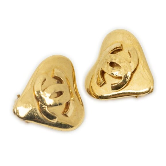 Chanel CC Logo Heart Clip Type Necklace Gold Plated